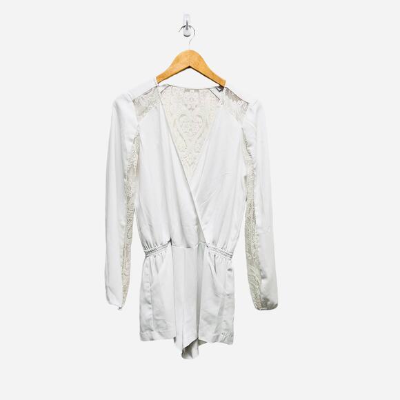 Parker Ross Romper Shorts Lace Long Sleeve‎ White size small - Picture 3 of 10